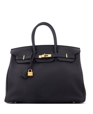 Pre-Owned Hermes Birkin 35 Handbag Black Togo with Rose Gold Hardware