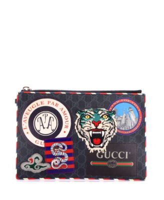 Night Courrier GG Coated Canvas Applique Pouch