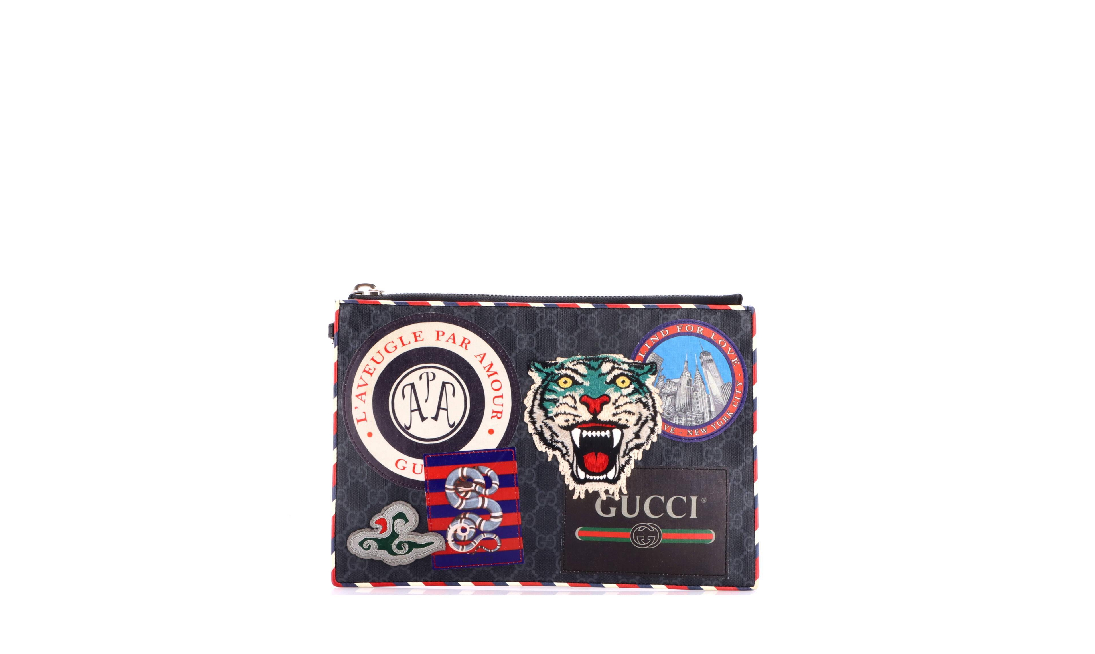 Pre-Owned Gucci Night Courrier Gg Coated Canvas Applique Pouch