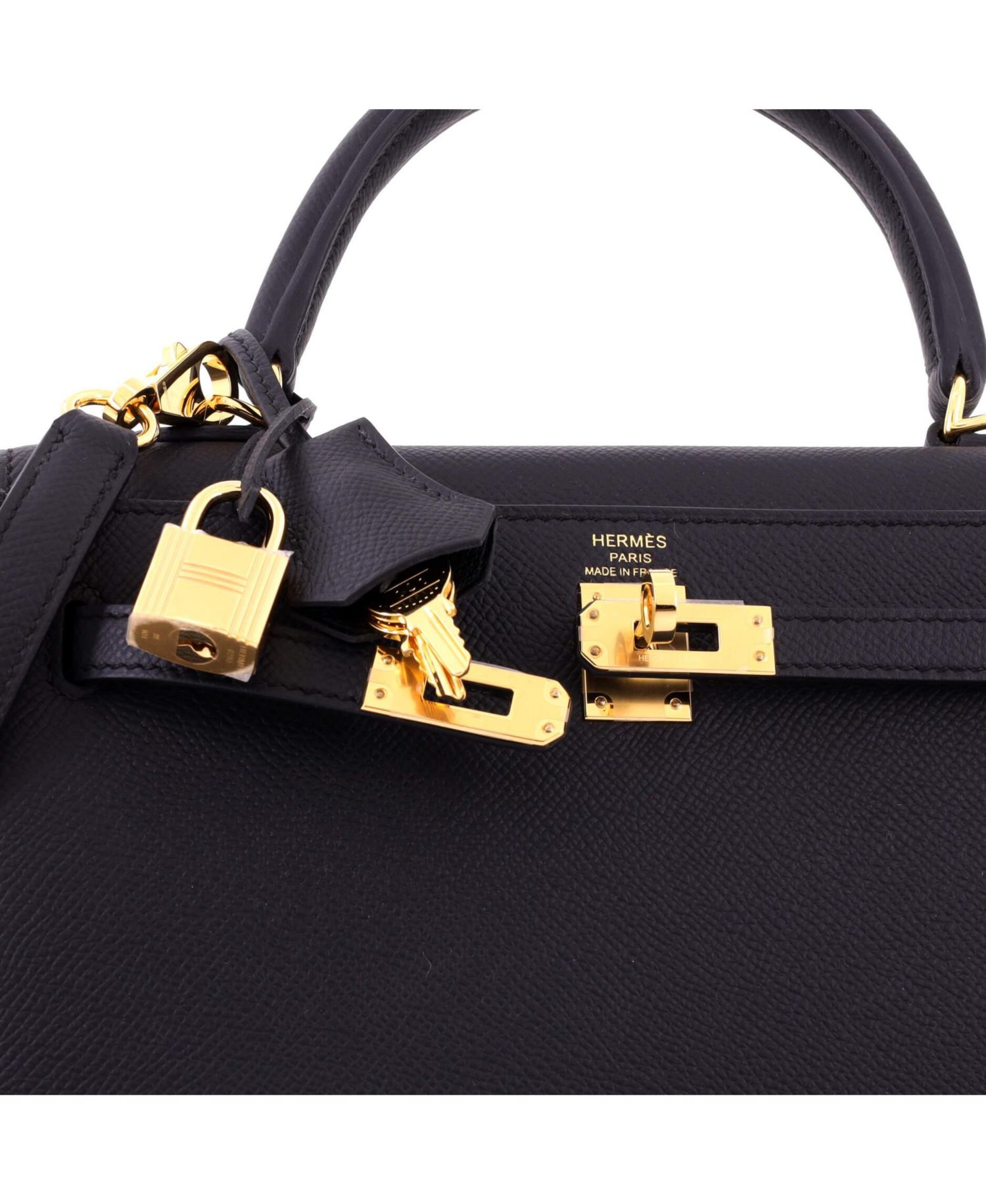 Pre-Owned Hermes Kelly 25 Handbag Black Epsom with Gold Hardware