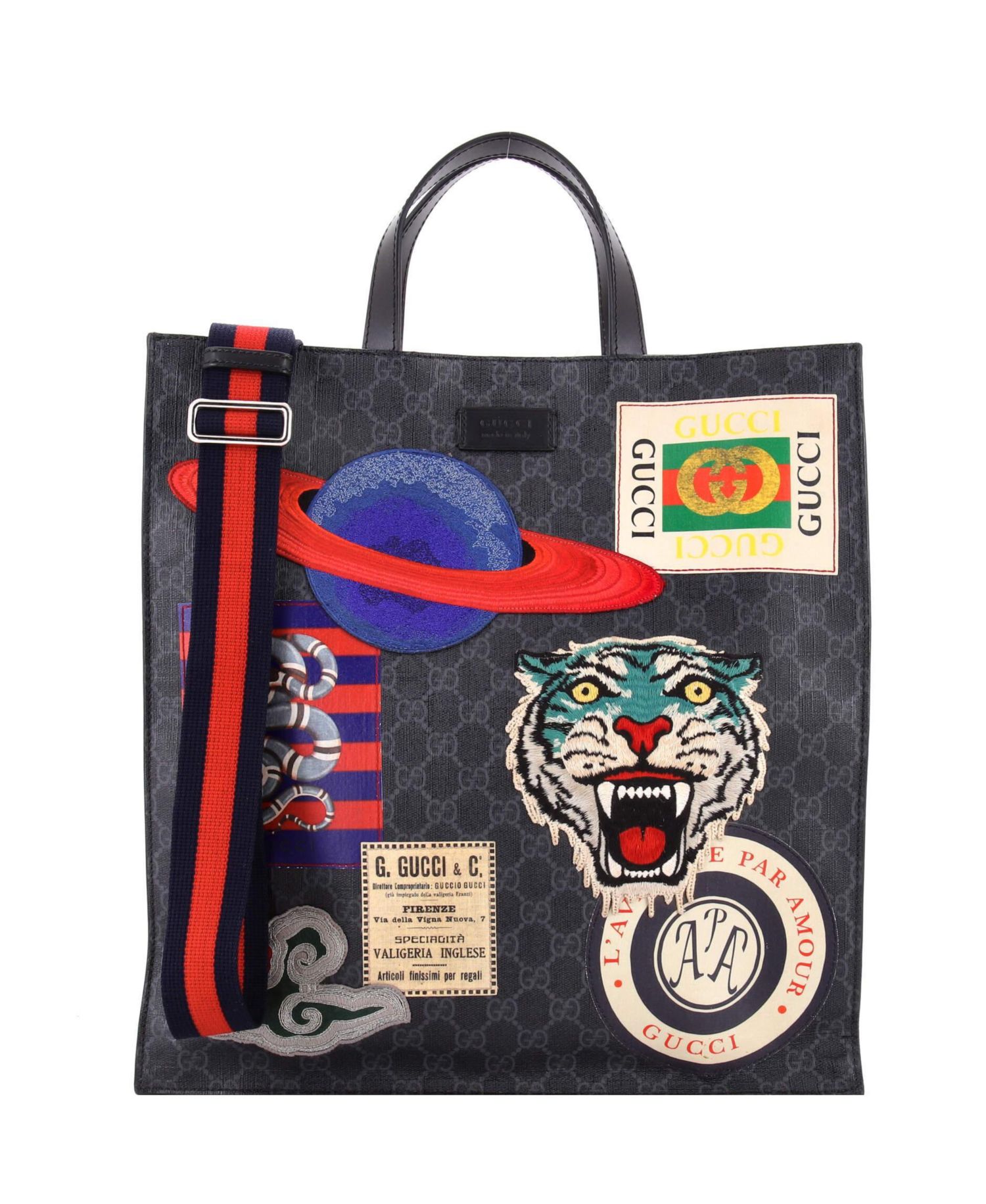 North South Courrier Convertible GG Coated Canvas Tote