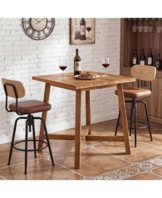 Solid Wood Bar Table,Square Counter Height Pub Bistro Table
