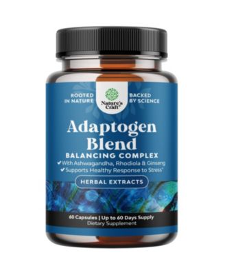 Adaptogen Blend Capsules with Ashwagandha and Rhodiola, 9 Botanical Adaptogens, Herbal Supplement, 60 Count