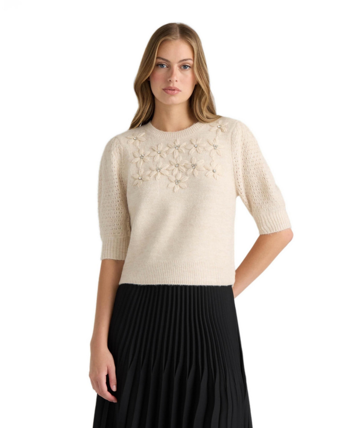 Nvlt Women's Embroidery Flower Sweater