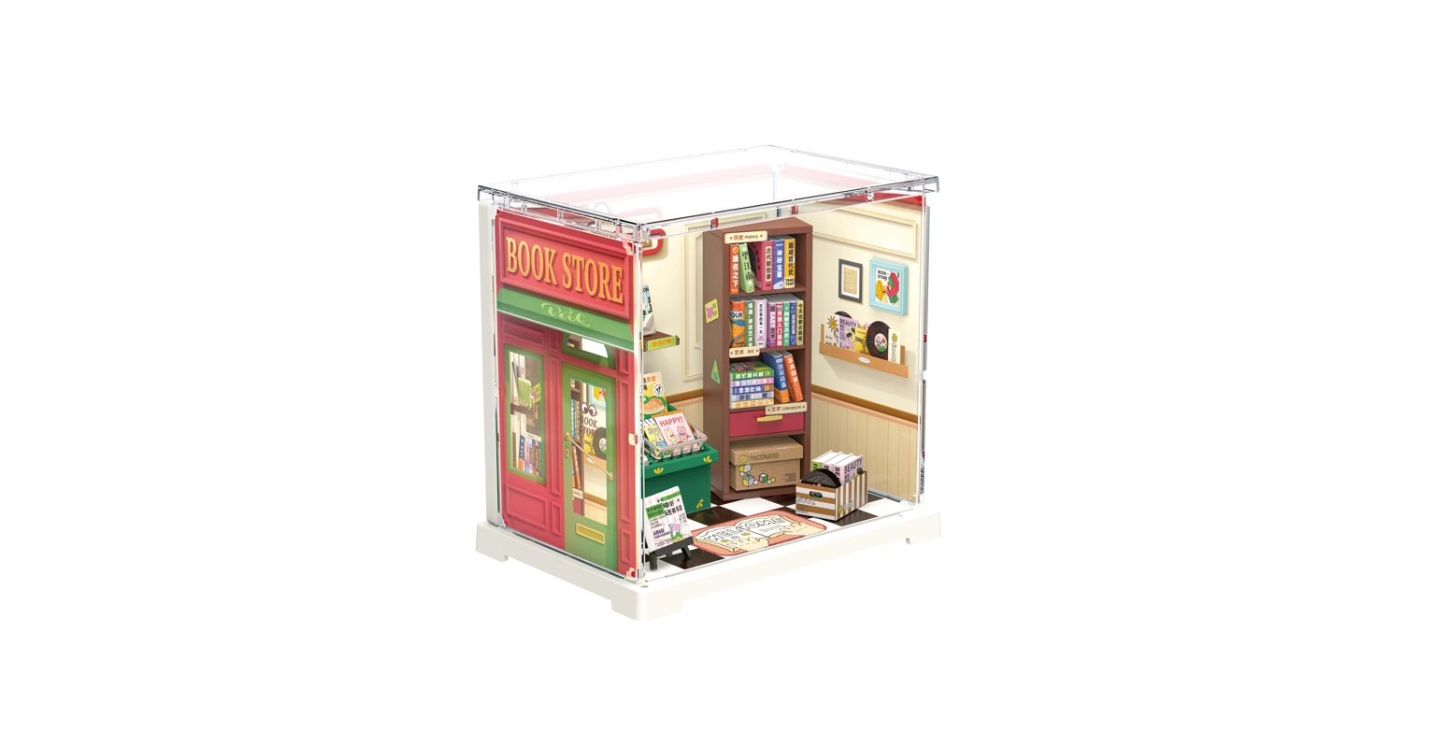 Конструктор Robotime Memory Book Store, модульное здание с акриловым кейсом, от 8 лет, цвет: Зелёный — фото 3