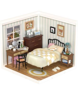 DIY Miniature House Kit Mini Dollhouse Toy Set Plastic Tiny Room Kit with Accessories Model Room Craft Hobby Decent Gifts Sweet Dream Bedroom