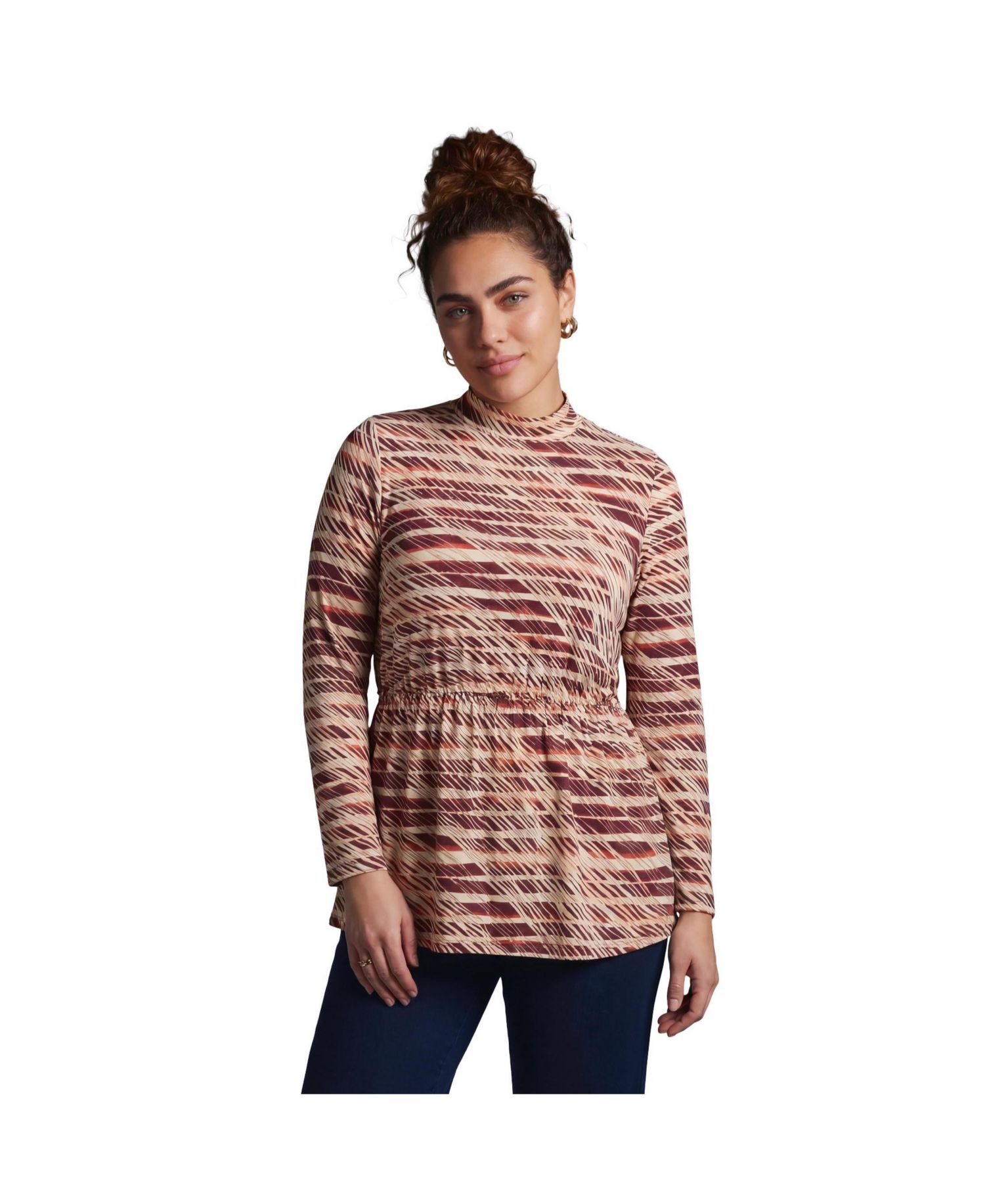 Plus Size Flowly Asymmetric-Hem Peplum Top