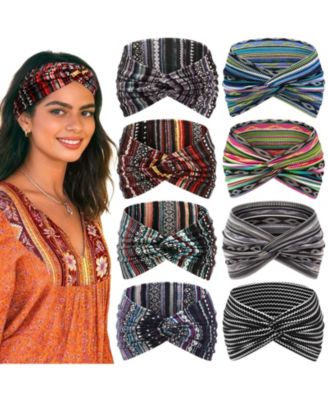Boho Wide Knotted Headband, 8-Piece Set