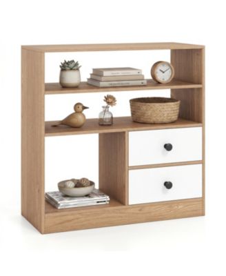  Bookshelf Freestanding Wooden Bookcase with 2 Cubic Compartments