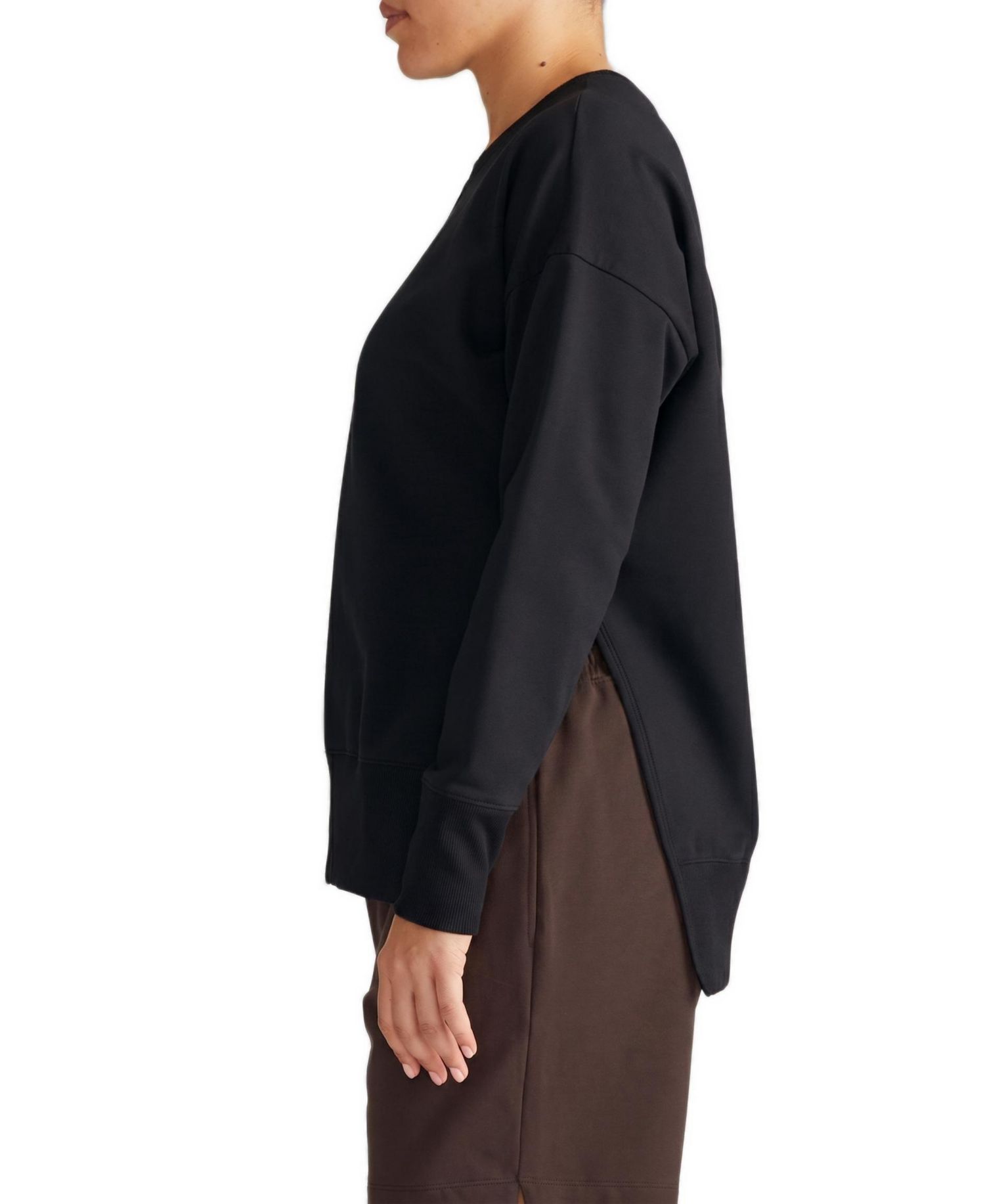 Plus Size Fiona French-Terry Crewneck Side-Slit Sweatshirt