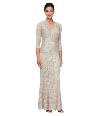 Women's Fit & Flare Lace Scoop Neck Long Dress