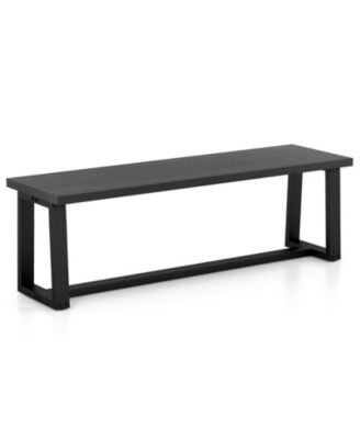 Wood Dining Bench with Metal Frame and Adjustable Footpads