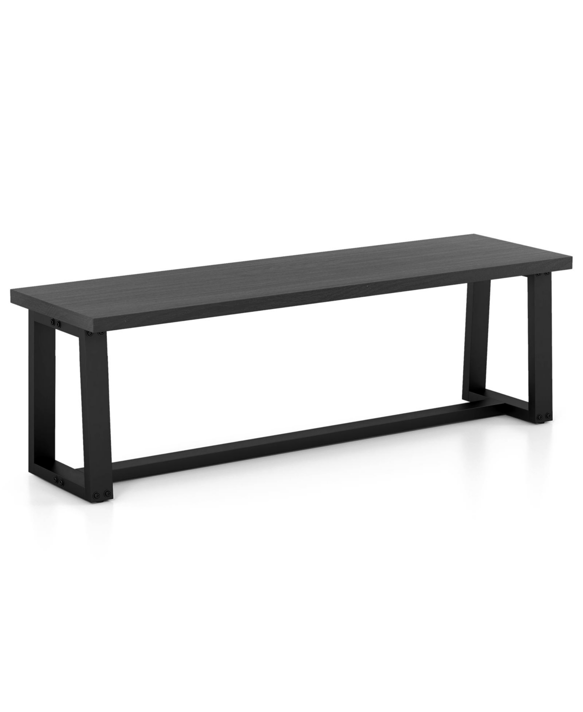 Mecale Wood Dining Bench with Metal Frame and Adjustable Footpads - Black