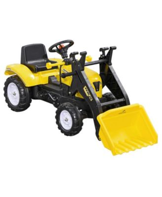Kids Manual Pedal Ride-On Excavator with Front Loader Digger, 77 Lbs Capacity, Ages 3+