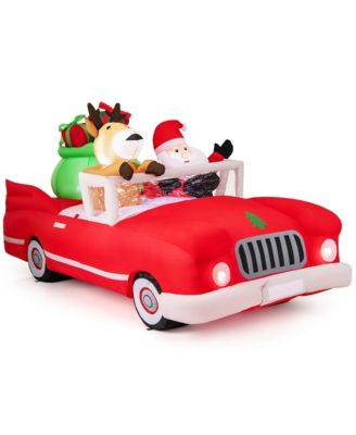 7.7 FT Long Christmas Inflatable Santa Claus and Reindeer Riding Car
