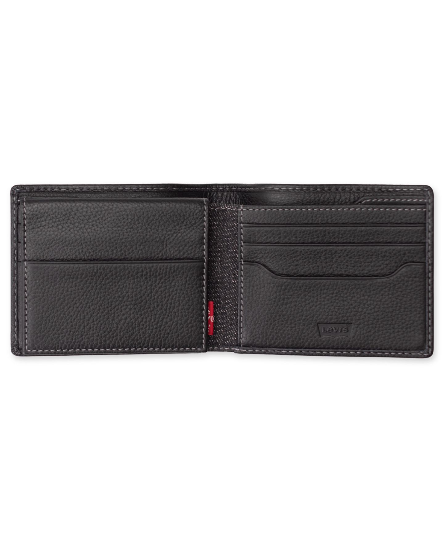 Мужской кошелёк Levi's RFID-Blocking Leather Bifold Wallet, цвет: Чёрный — фото 3