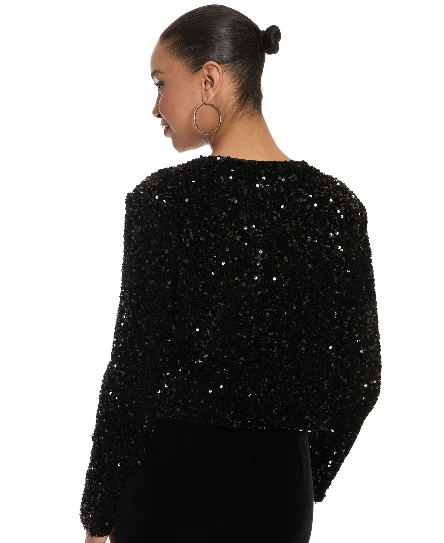 Women's Kennedy Sequin Double Satin Bow Long-Sleeve Cardigan
