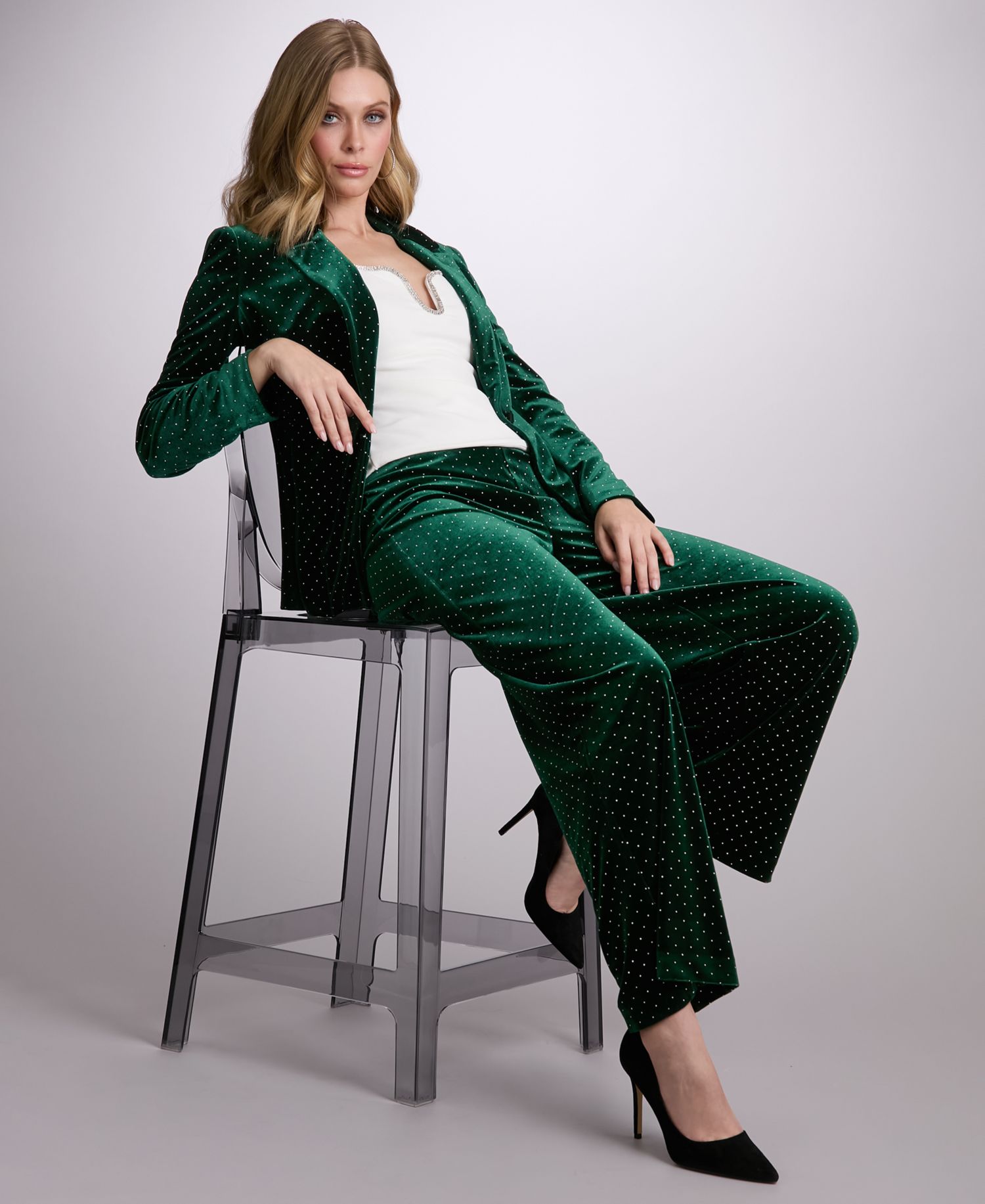 Women's Velvet Embellished Blazer