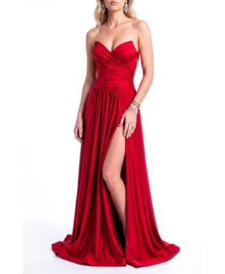 Women's Strapless Sweetheart Side Slit Evening Gown