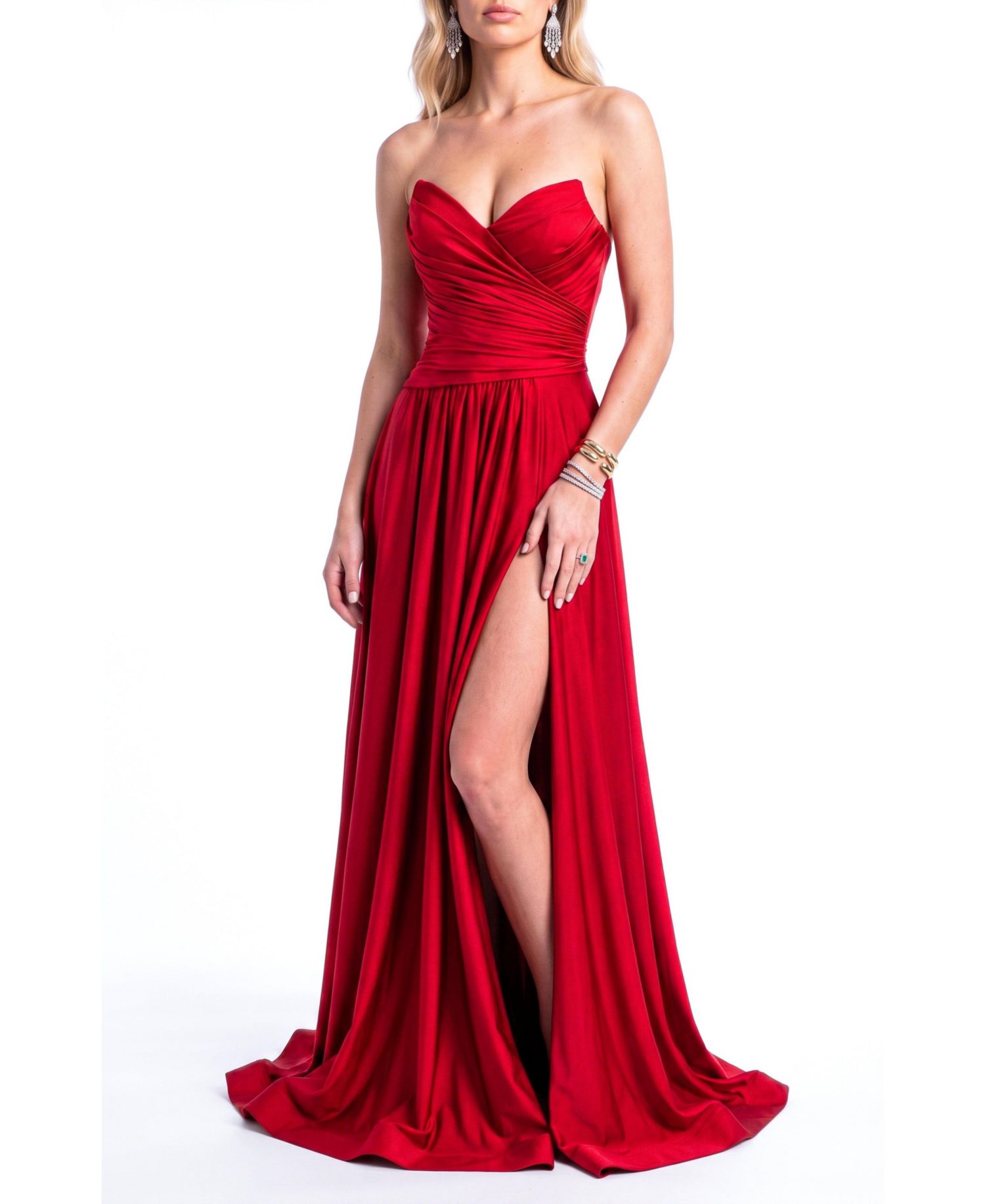 Women's Strapless Sweetheart Side Slit Evening Gown