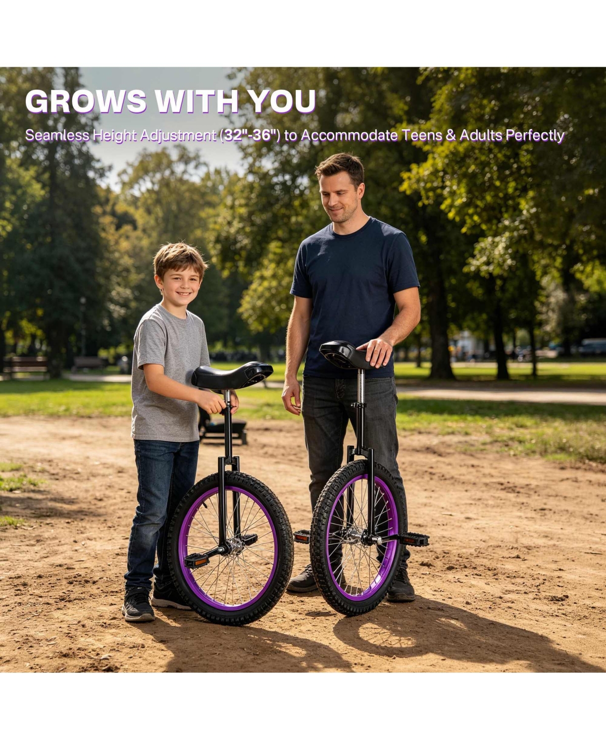 Yescom 20" Mountain Unicycle 2.4" All-Terrain Wide Tire and Organized Gear Carry Bag Kit for Teens and Adults