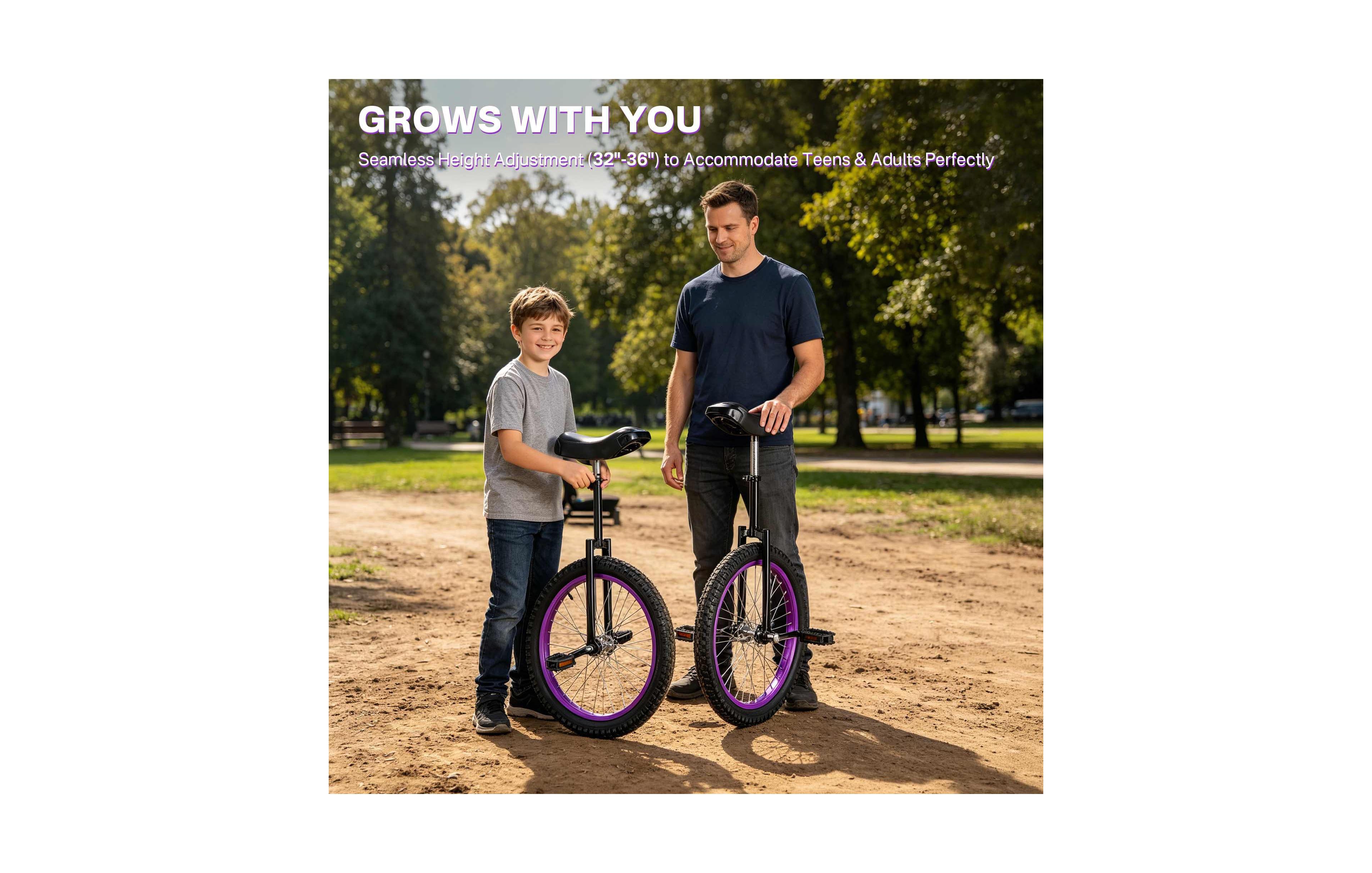 Yescom 20" Mountain Unicycle 2.4" All-Terrain Wide Tire and Organized Gear Carry Bag Kit for Teens and Adults