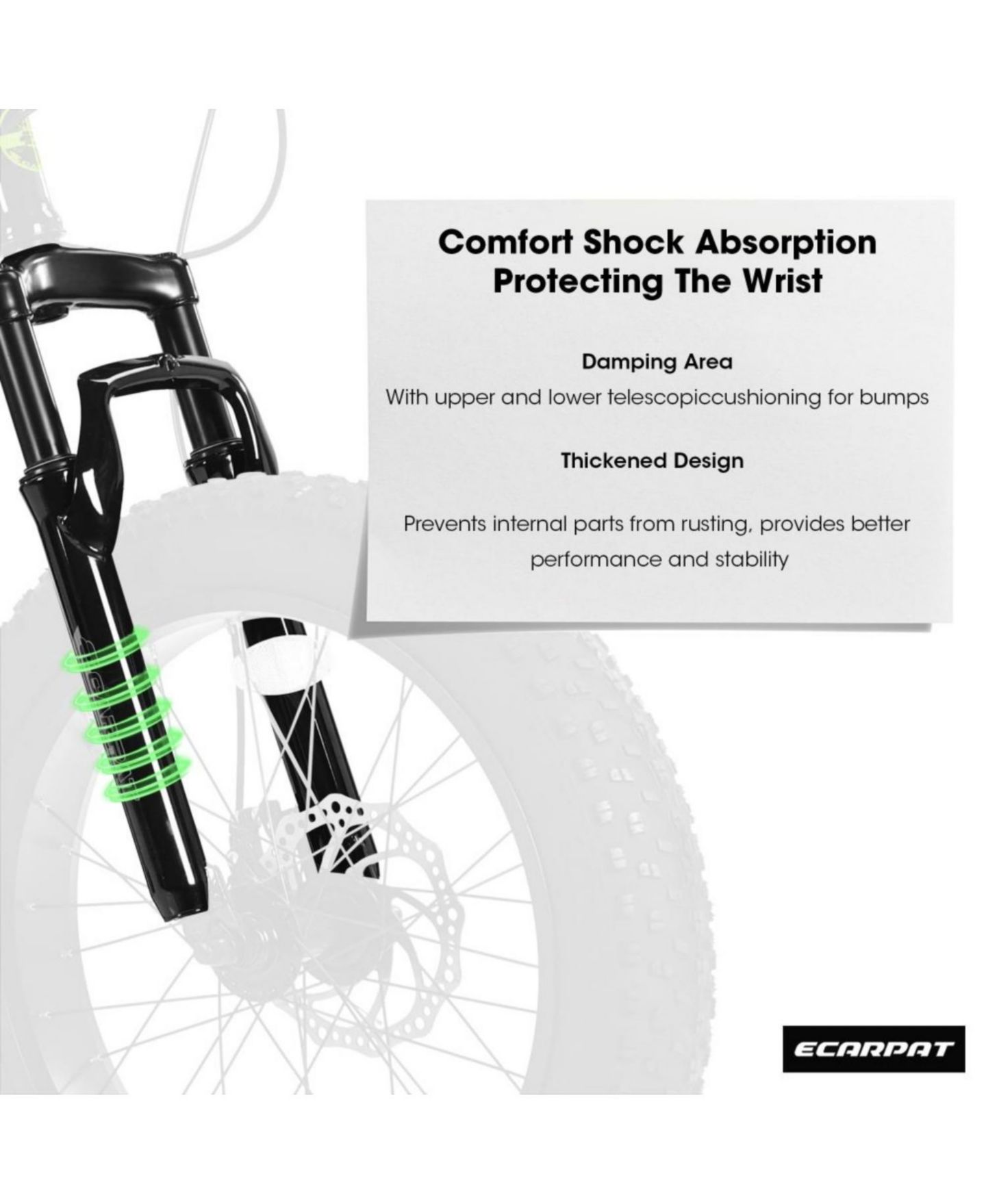 Детская игрушка ECHTPeak 20 Inch Mountain Bike High Carbon Steel with Disc Brakes and Front Suspension, Ages 8-10 Years, цвет: Зелёный — фото 8