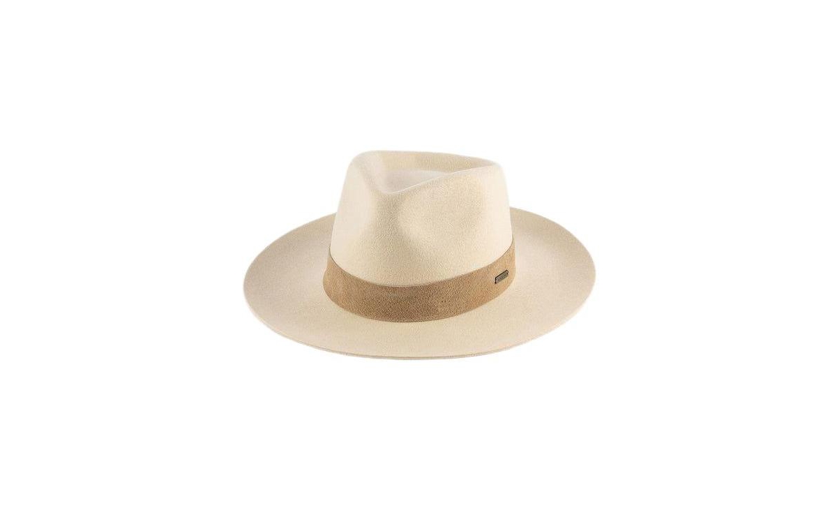 Gigi Pip Wide Brim Fedora Holly Rancher Suede Hat - Off-white