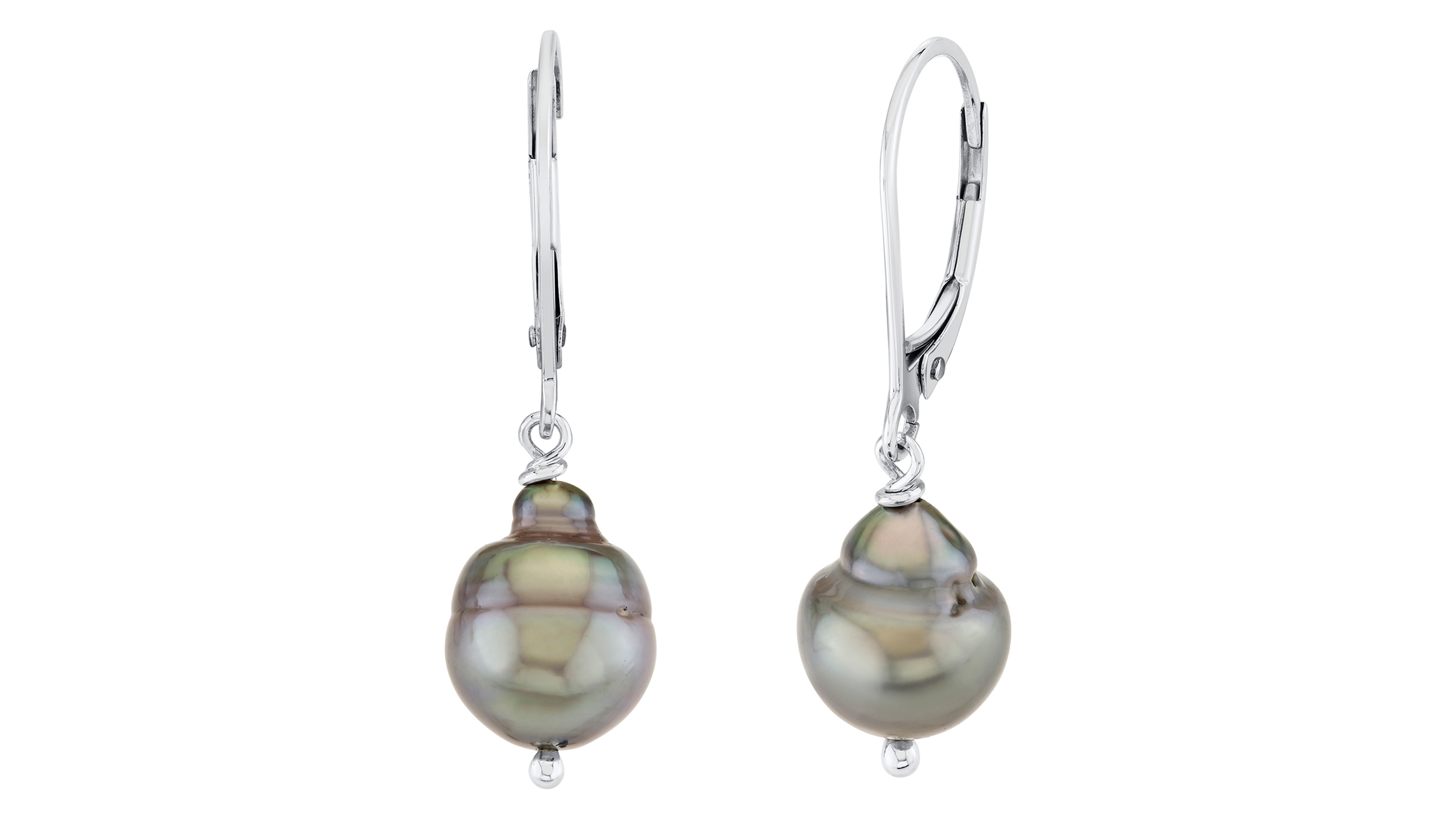 Cultured Tahitian Pearl Drop Earrings (8mm) in Sterling Silver