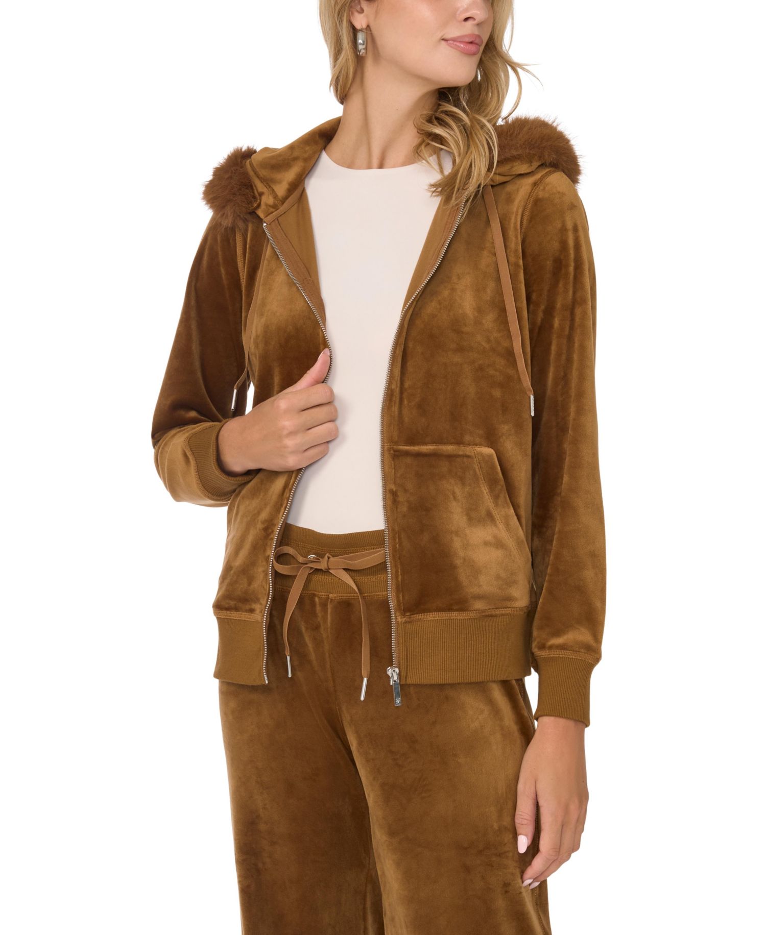 Women's Velour Drawstring-Waist Straight-Leg Pants