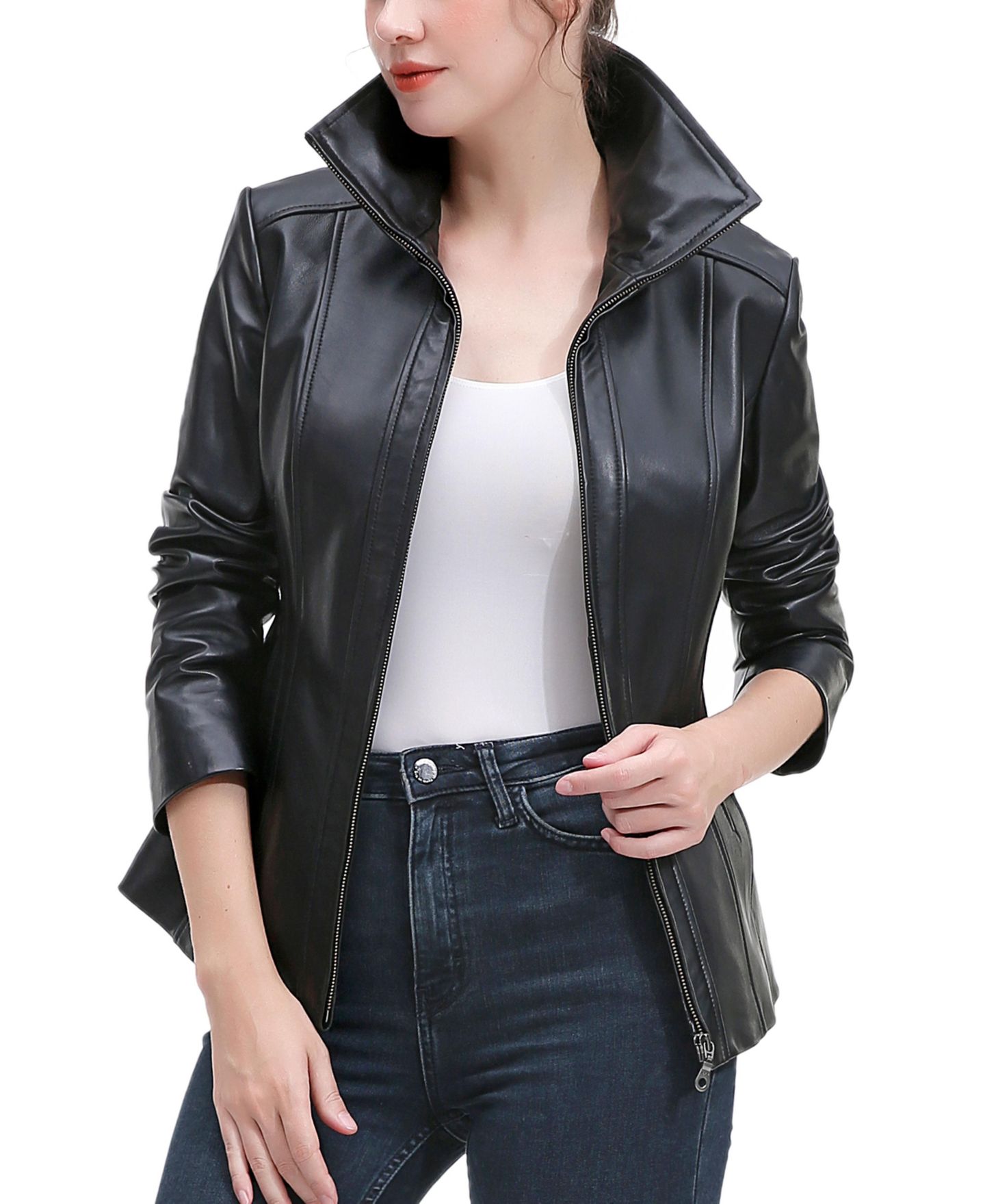 Женская куртка BGSD Ruby Moto Leather Scuba, цвет: Чёрный — фото 4