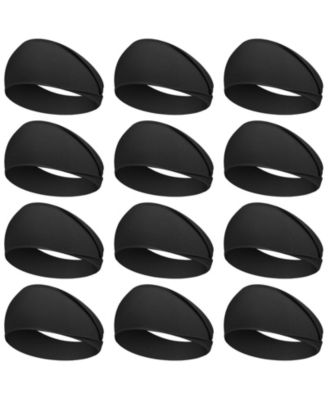Wide-Stretchy Running Headbands, 12-Piece Set