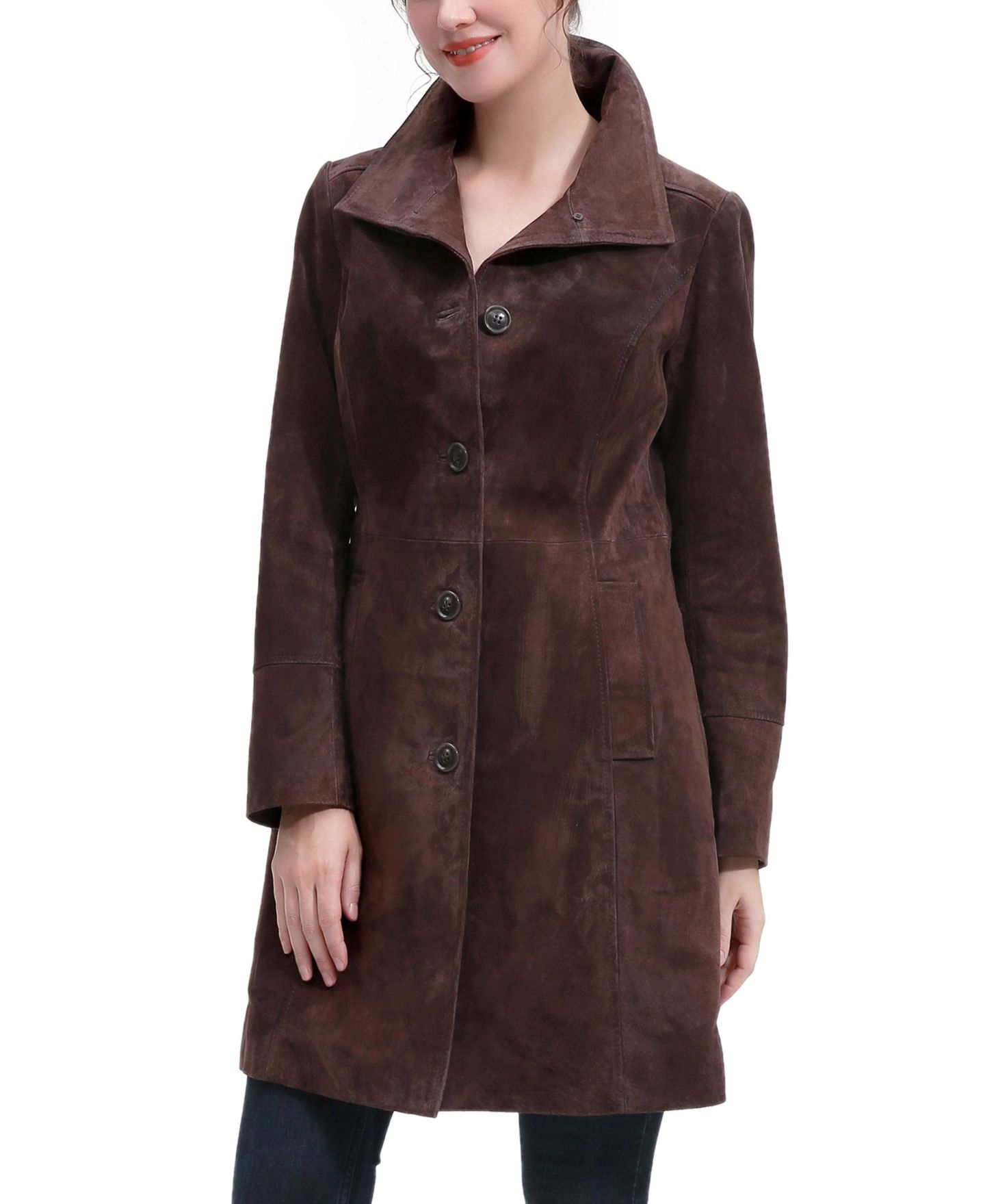 Женское пальто BGSD Kira Suede Leather A-Line, цвет: Коричневый — фото 3
