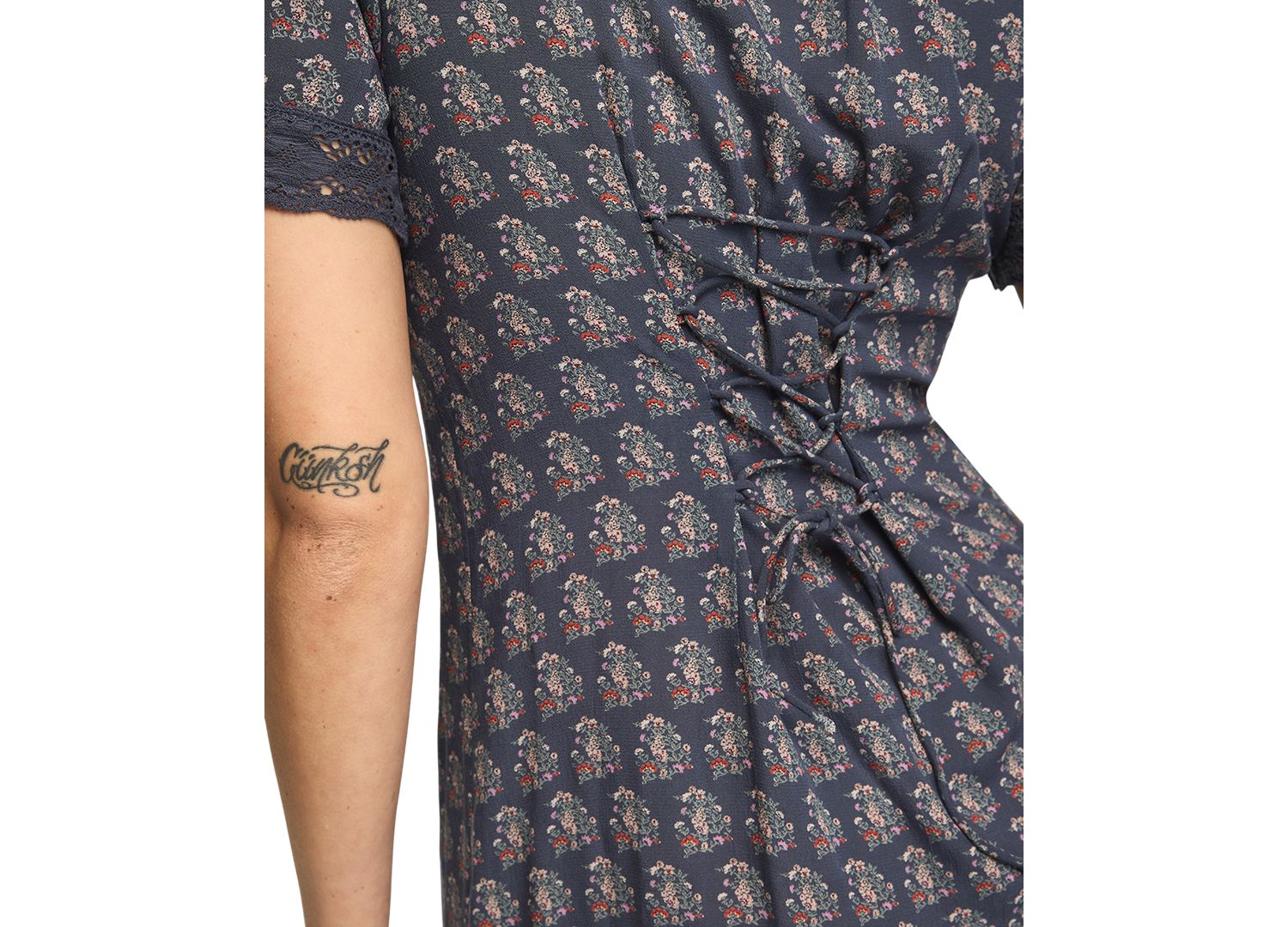 Women's Lace-Trimmed Short-Sleeve Mini Dress
