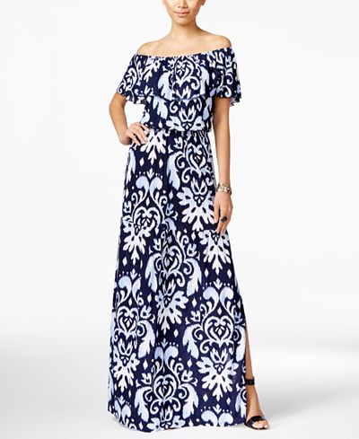 INC International Concepts Petite Off-The-Shoulder Printed Maxi Dress, Only at Macy&#39;s - Dresses ...
