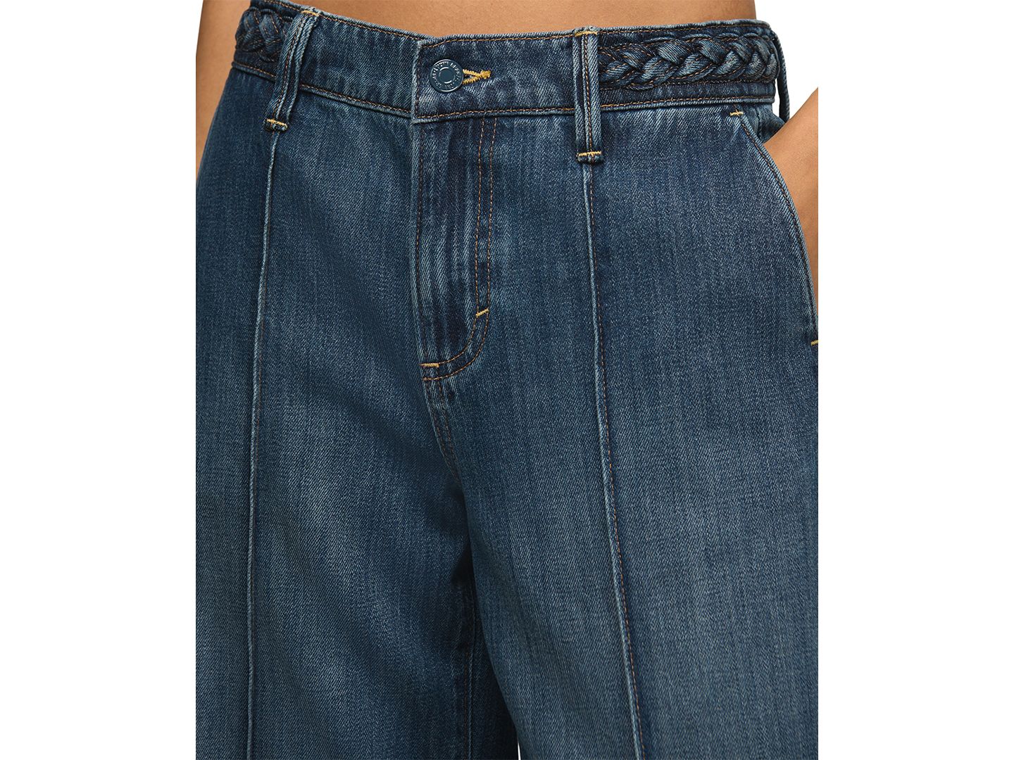 Женские джинсы Lucky Brand High-Waisted Braided Wide-Leg, цвет: Варёный — фото 4