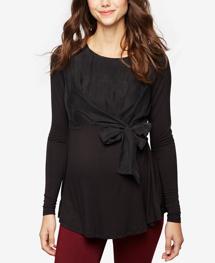 Tie Front Textured Maternity Top - A Pea In the Pod