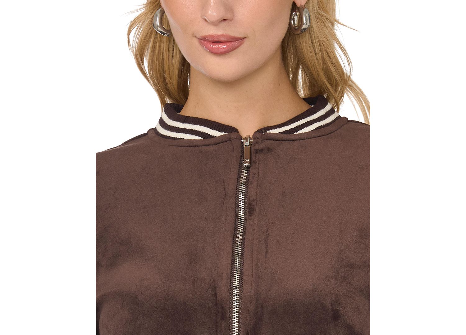 Women's Bomber Stripe-Trim Velvet Jacket