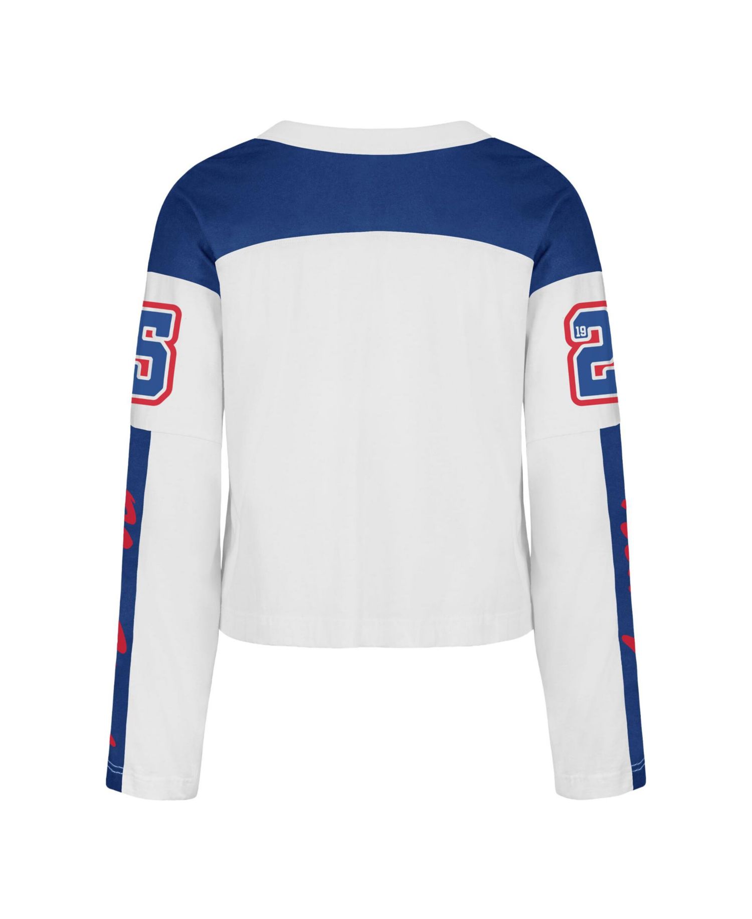 Women's '47 White New York Giants Exclamation Metro V-Neck Long Sleeve Jersey T-Shirt