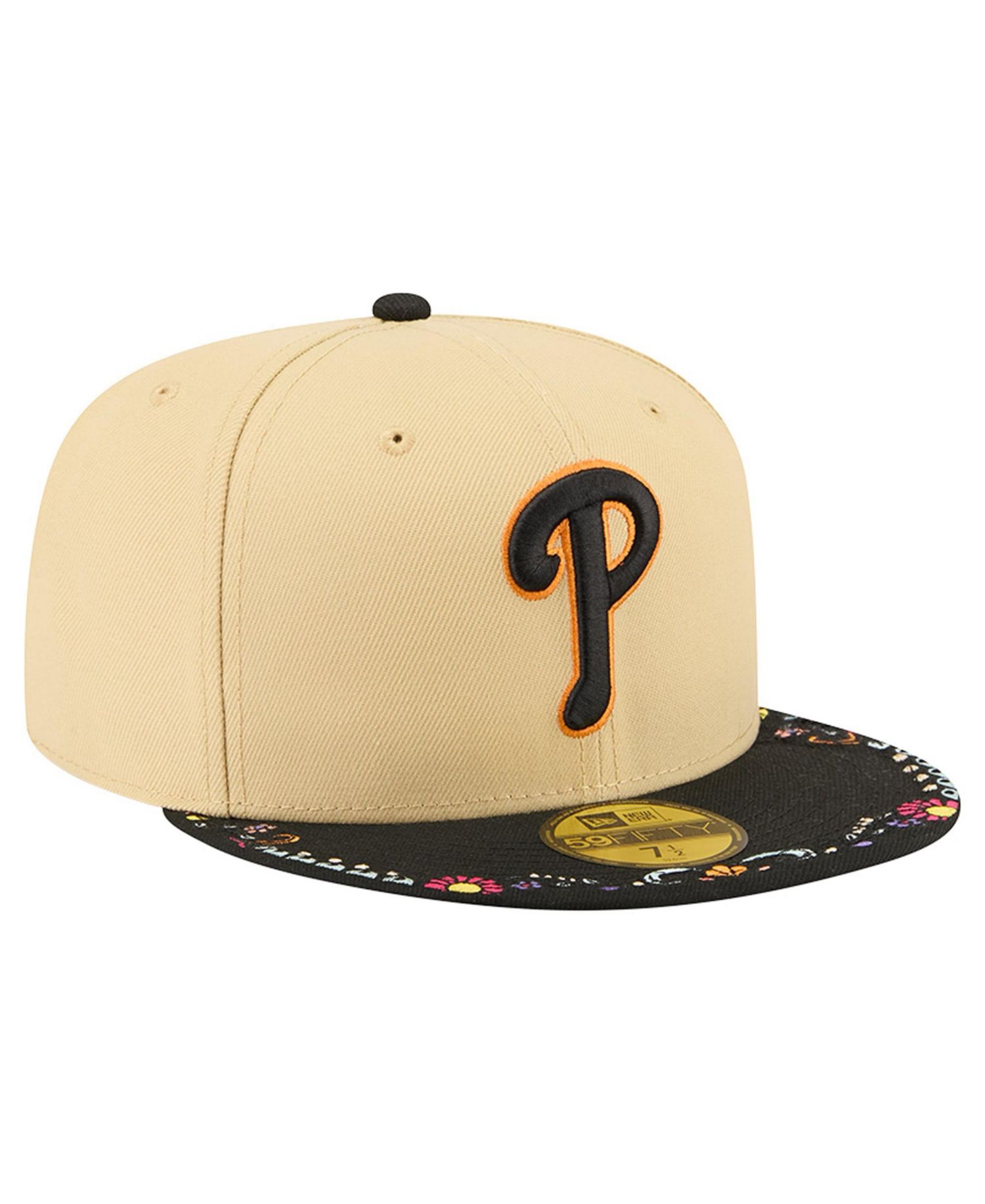 Men's Light Beige Philadelphia Phillies Two-Tone Embroidered Visor 59FIFTY Fitted Hat
