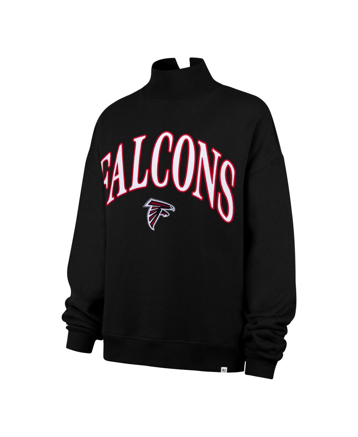Women's '47 Black Atlanta Falcons Oversized Vantage Mock Neck Sweatshirt