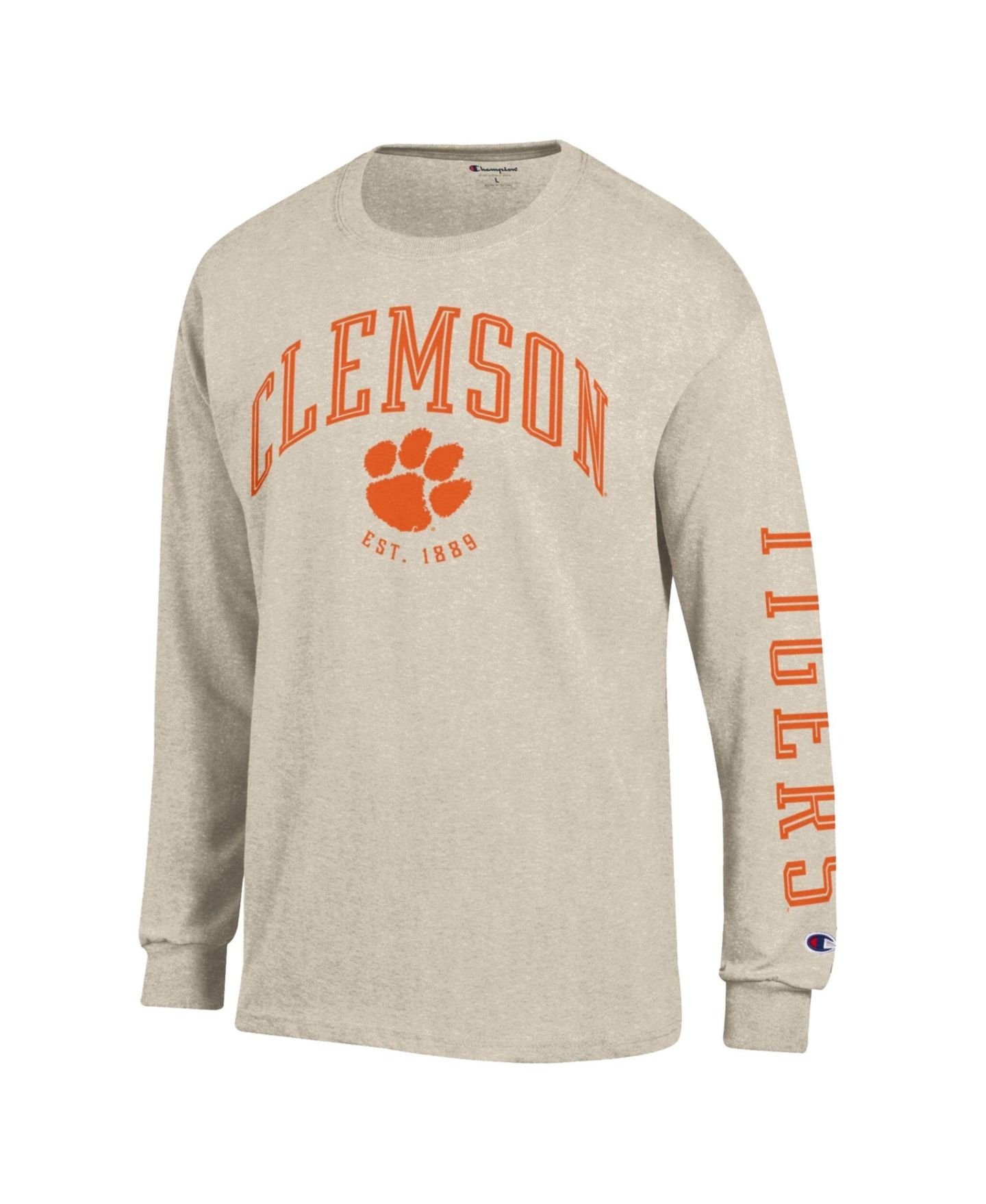 Мужская футболка Champion Heather Oatmeal Clemson Tigers Neutral Arch Long-Sleeve — фото 3