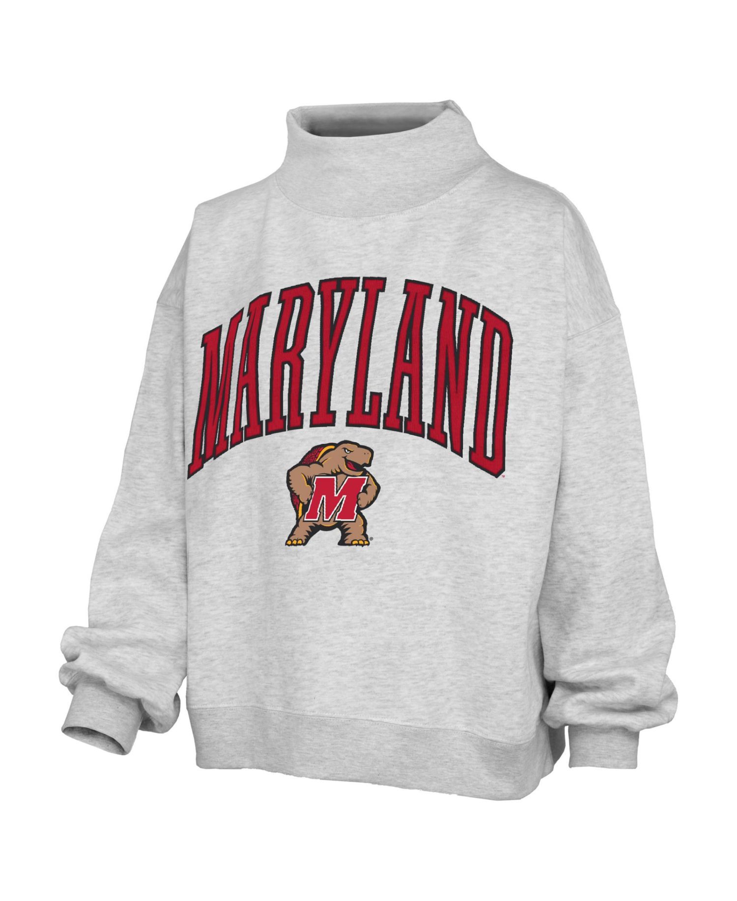 Women's Gray Maryland Terrapins Nelson Texture Lingo Mock Neck Fleece Sweatshirt