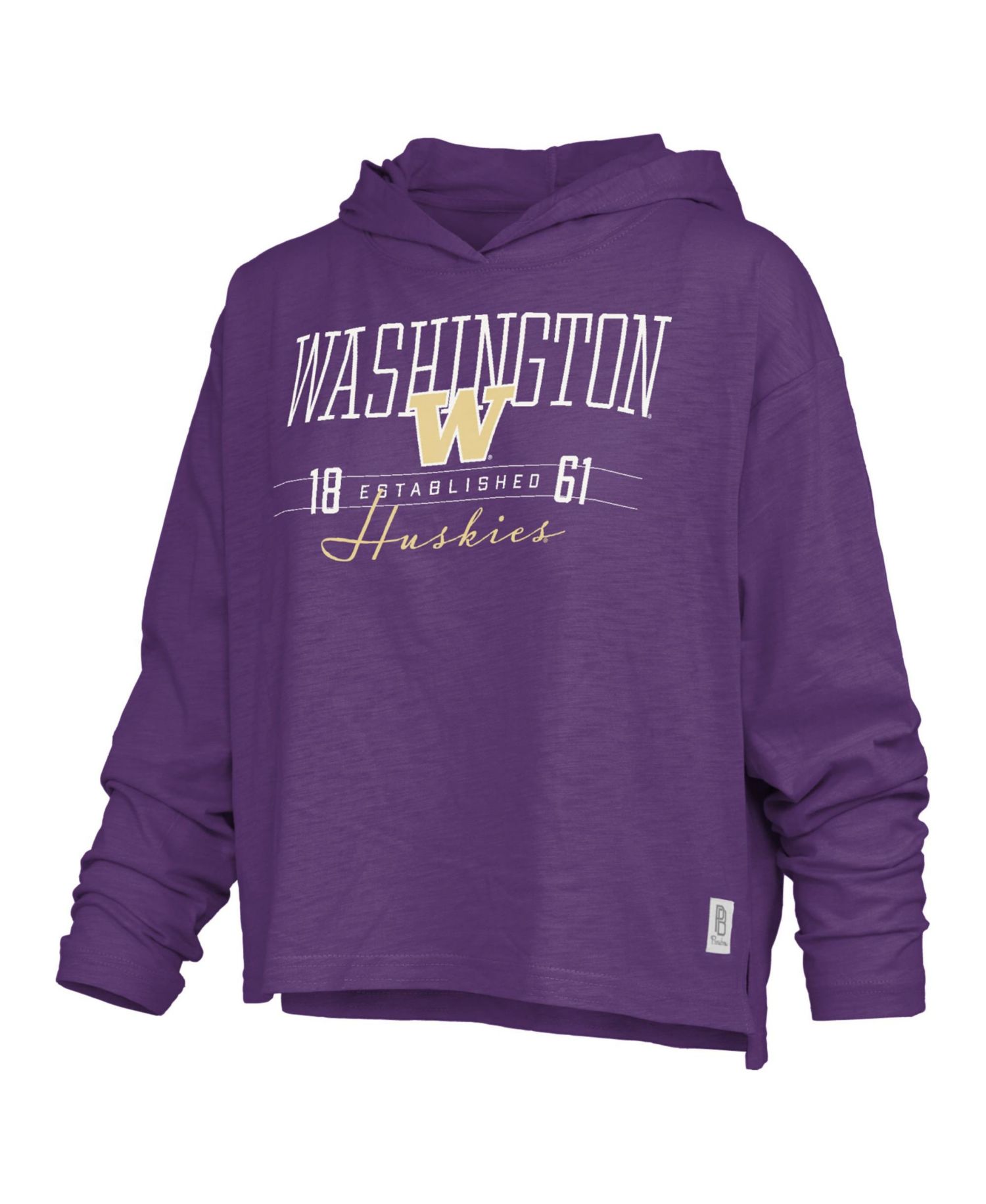 Women's Purple Washington Huskies Castillo Slub Waist Length Long Sleeve Hooded T-Shirt