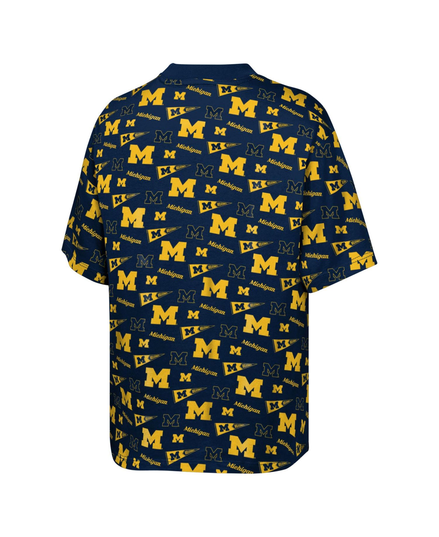 Big Boys and Girls Navy Michigan Wolverines Scramble All Over Print T-Shirt