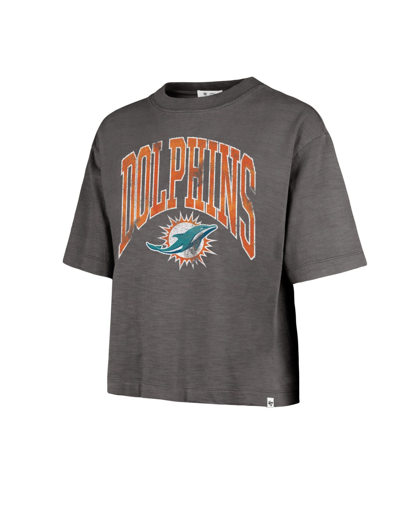 Женская футболка '47 Brand Charcoal Miami Dolphins Cropped Mindi Slub — фото 3