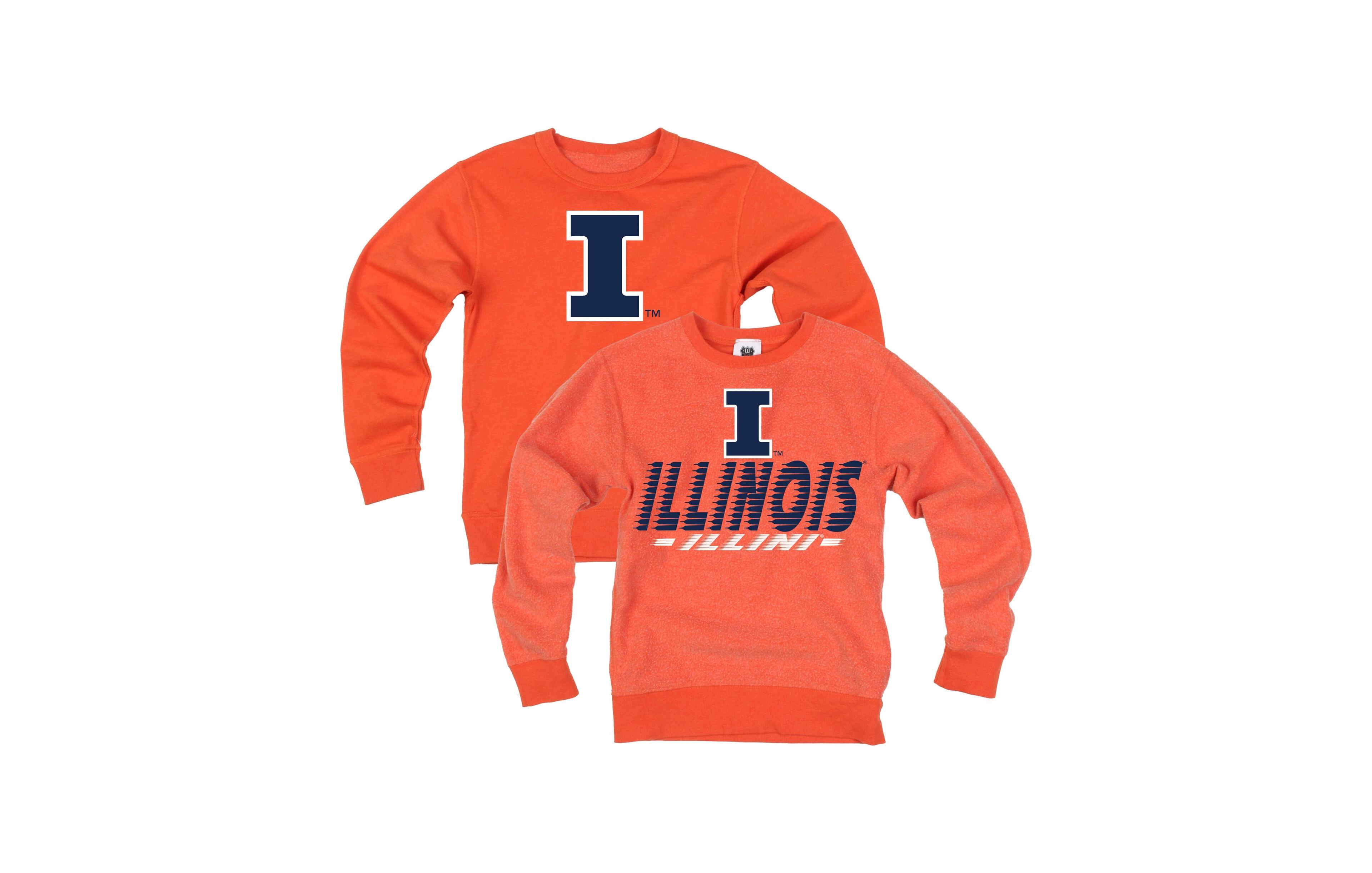 Wes & Willy Big Boys' and Girls' Orange Illinois Fighting Illini Reversible Sweatshirt