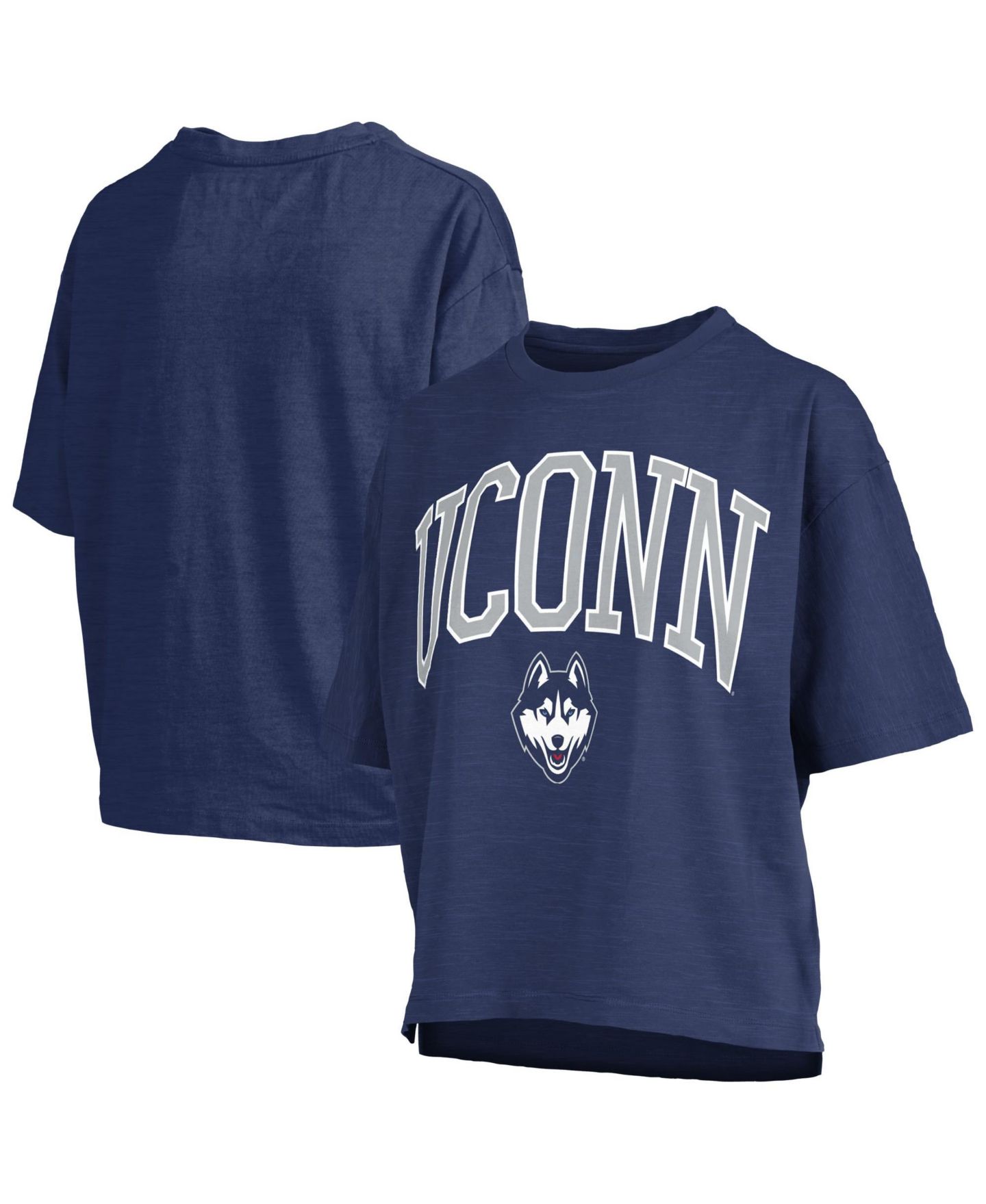 Женская футболка Pressbox Navy UConn Huskies Oversized Nelson Arch Over Logo Slub — фото 1