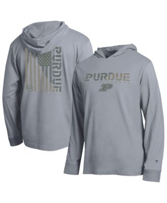 Men's  Gray Purdue Boilermakers Operation Hat Trick Flag Hooded Long Sleeve T-Shirt