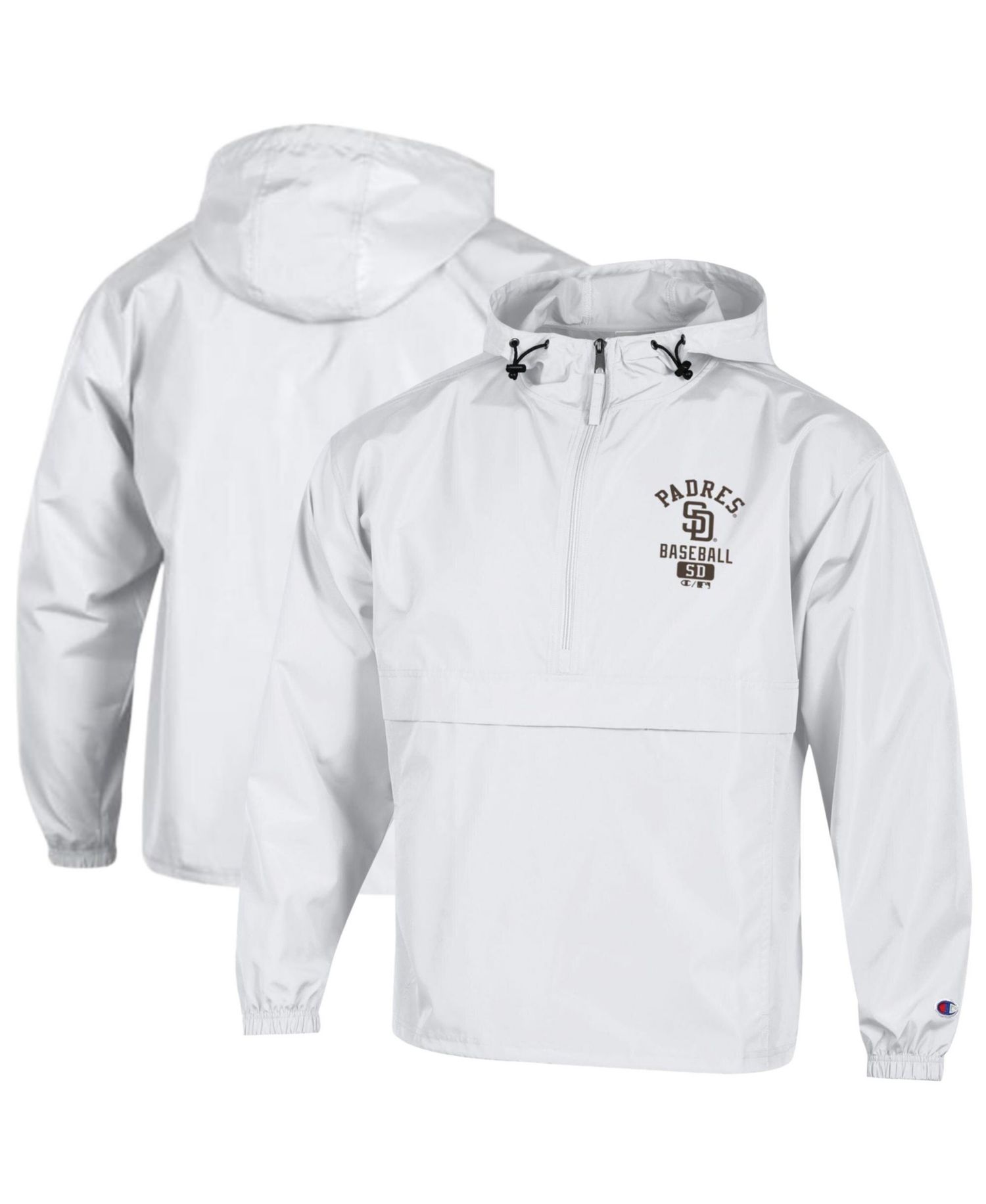 Men's White San Diego Padres Packable Windbreaker Half-Zip Jacket